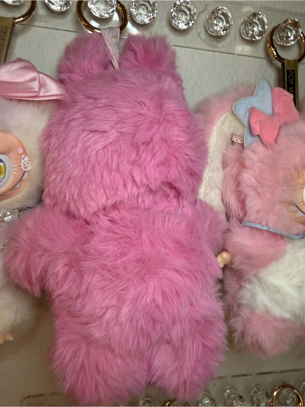 Pink Custom Labubu with Heart Eyes Monster Plush Keychain/Charm - Picture 4 of 6
